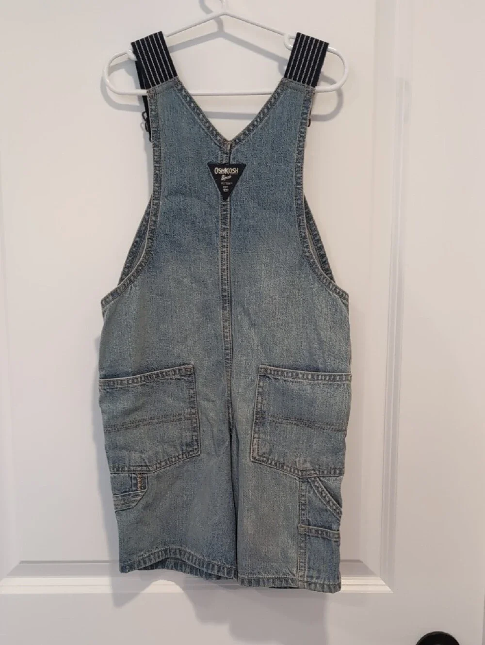 OshKosh B'gosh Denim Shortalls with Navy Striped Straps